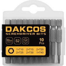 Torx Bit Set T10 T15 T20 T25 T30 T40 S2 Stahl 50 mm 10 Stück