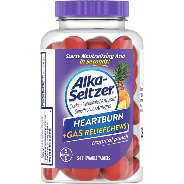 AlkaSeltzer Heartburn Plus Gas Relief Chews Tropical Punch 54 Count