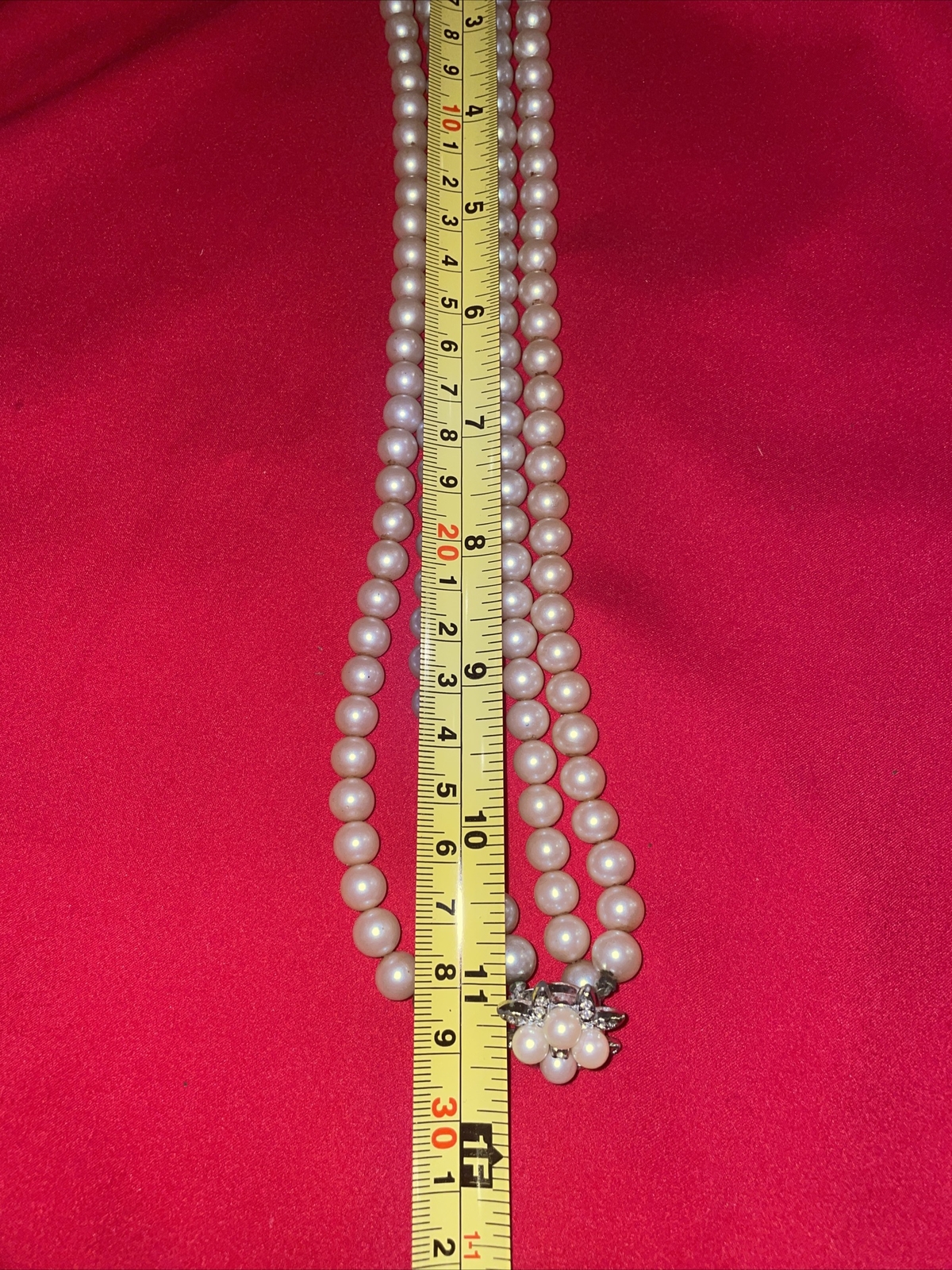 DOUBLE STRAND OF FAUX PEARLS VTG 1950’s PEARLS ON CLA… Gem