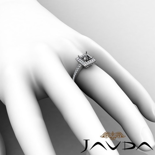 14k White Gold Princess Semi Mount Diamond Engagement Halo Pave Set 0.38Ct Ring - Picture 6 of 6