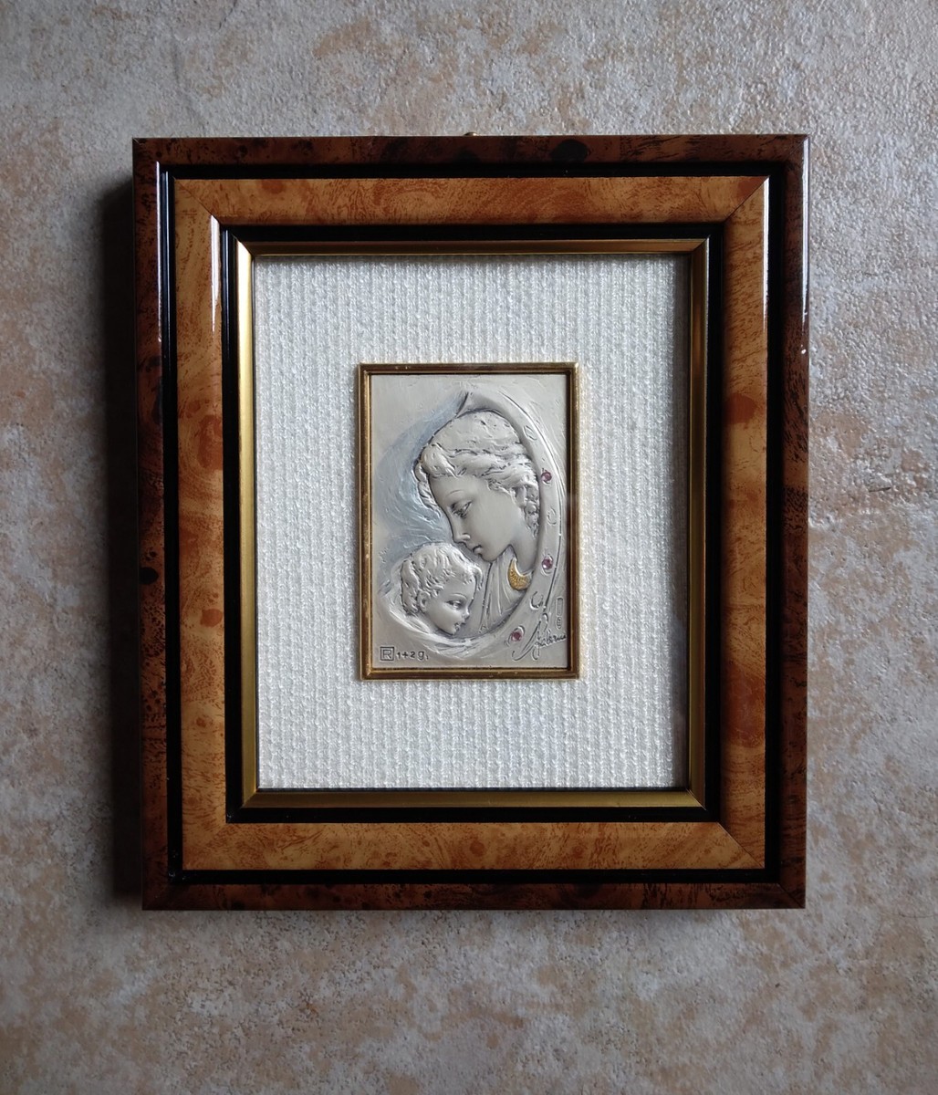 銀版画　イタリア製　　Silver art made in Italy Madonna & Child 925 Art - Creazione Artsica Su Lastra