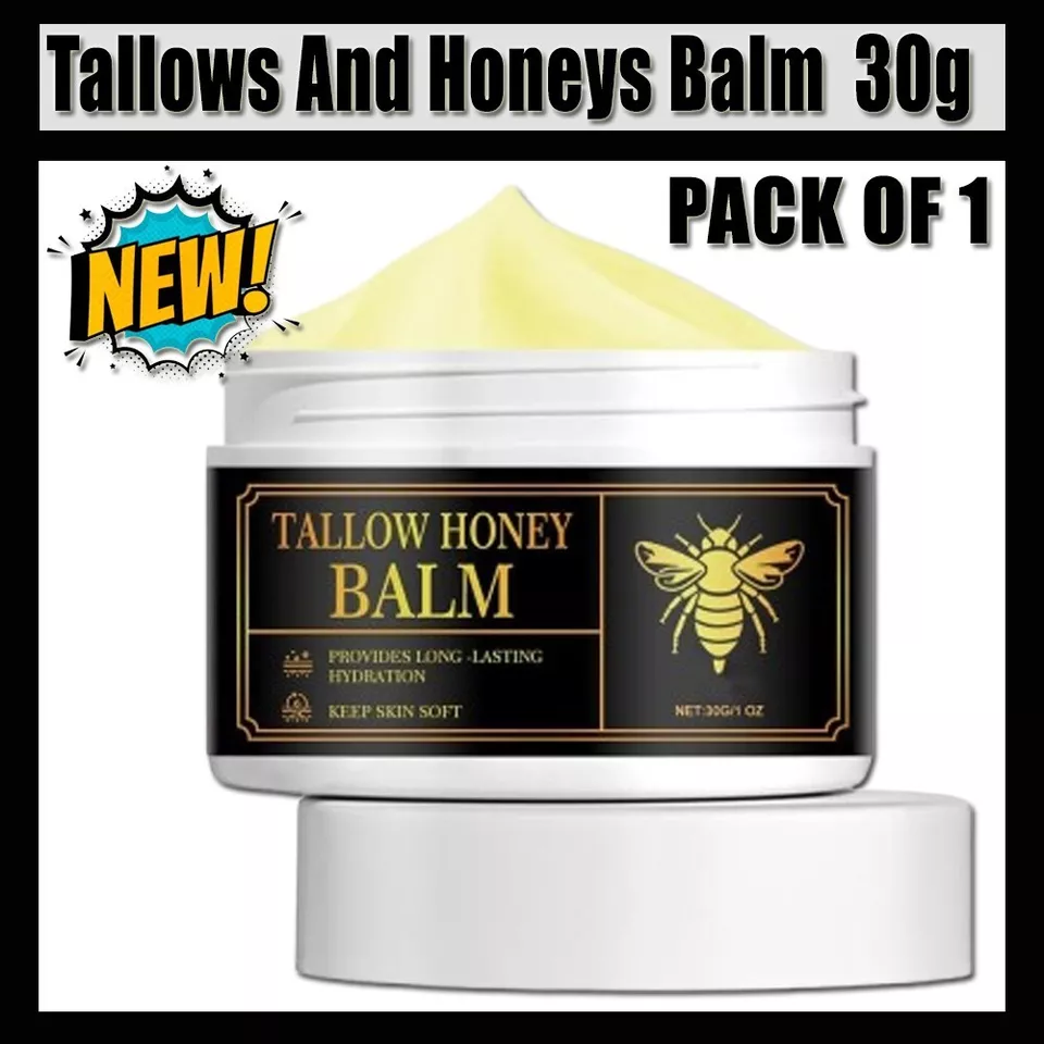Whipped Beef Tallow and Honey Balm 1 Oz, Unscented, Grass Fed Grass Finish