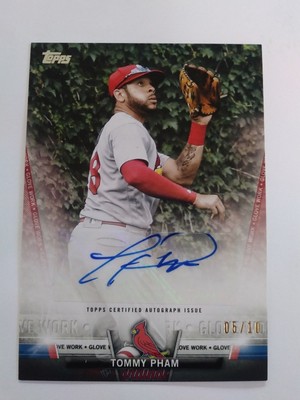 Tommy Pham 2018 Topps Salute Glove Work Red Auto #5/10 &hellip;