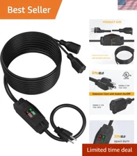 Durable 15FT 2-Way Extension Cord with Switches - Perfect for Indoor/Outdoor Use