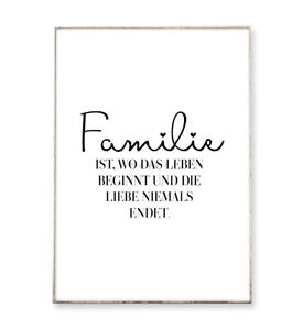 Familie Kunstdruck Poster Bild Dekoration Spruche Schrift Spruch Familie Ebay