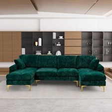 Modern Velvet Oversized U-Shaped Sectional Sofa Couch Convertible L Shaped Sofa