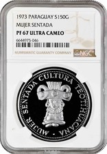 Paraguay 150 guaranies 1973, NGC PF67 UC, "Cultures Mésoamérique - Mujer Sentada"