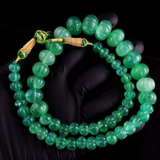 Wonderful Carved Green Emerald 455.00 Cts Beaded Necklace Jewelry VK 29 E673