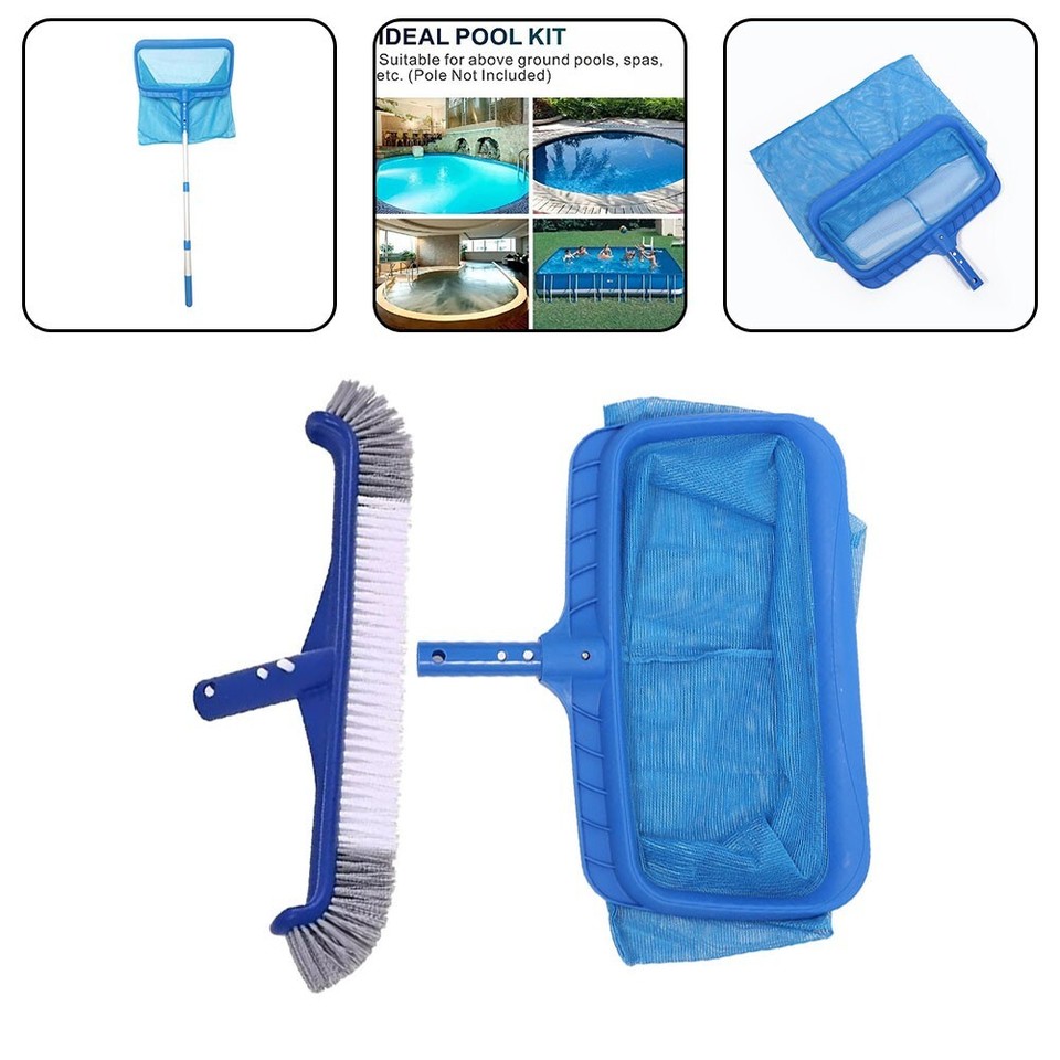 Heavy Duty Pool Cleaning Brush and Skimmer Net Bundle for Superior