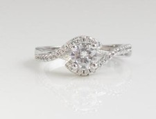 0.80 Ct Round Cut Moissanite Wedding Engagement Ring 14K Real White Gold Size 7