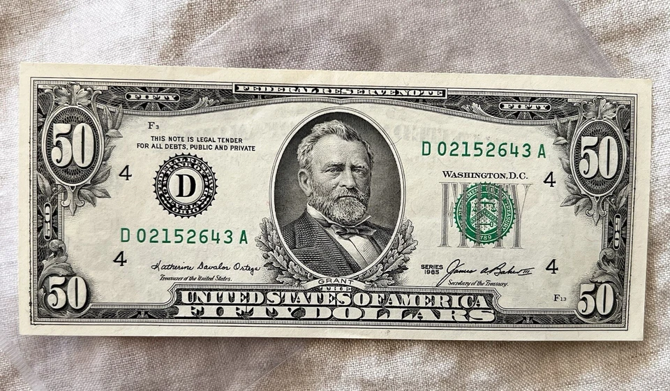 Fancy, Uncirculated, Rare & Multiple Errors-1985 $50 w/ Ladder Serial-D02152643A - Image 2 of 4