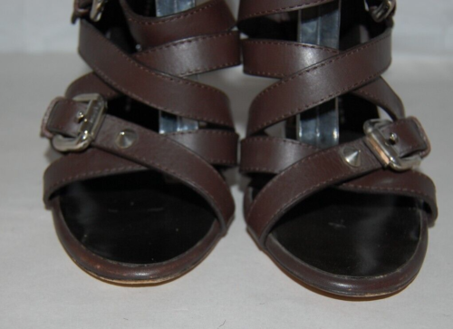 37/7❤️ GIUSEPPE ZANOTTI CUERO MARRÓN Tacones Altos GLADIADOR SANDALIAS BOTAS ITALIA - Imagen 2 de 13