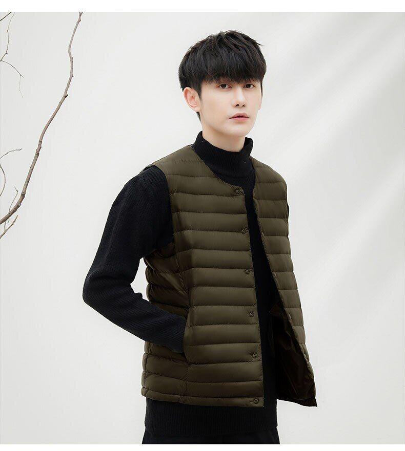 Men Winter V Neck Duck Down Cotton Jacket Sleeveless Vest Inner Wear Waistcoat image 10