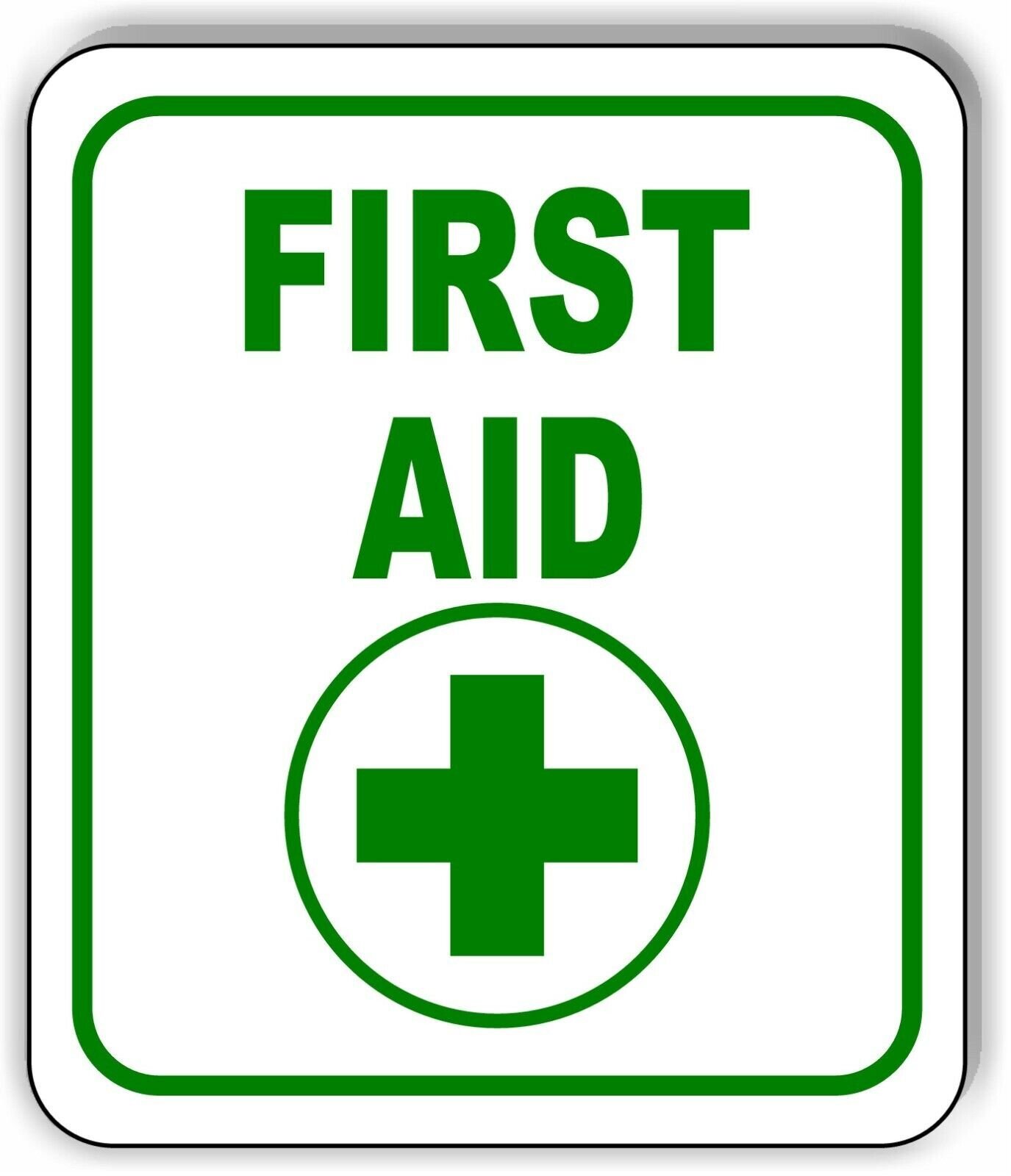 FIRST AID GREEN CROSS SYMBOL SAFTY STATION Aluminum Composite Sign