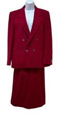 Vintage Red Camel Hair Skirt Suit Corporate Power Business Union Made in USA 12