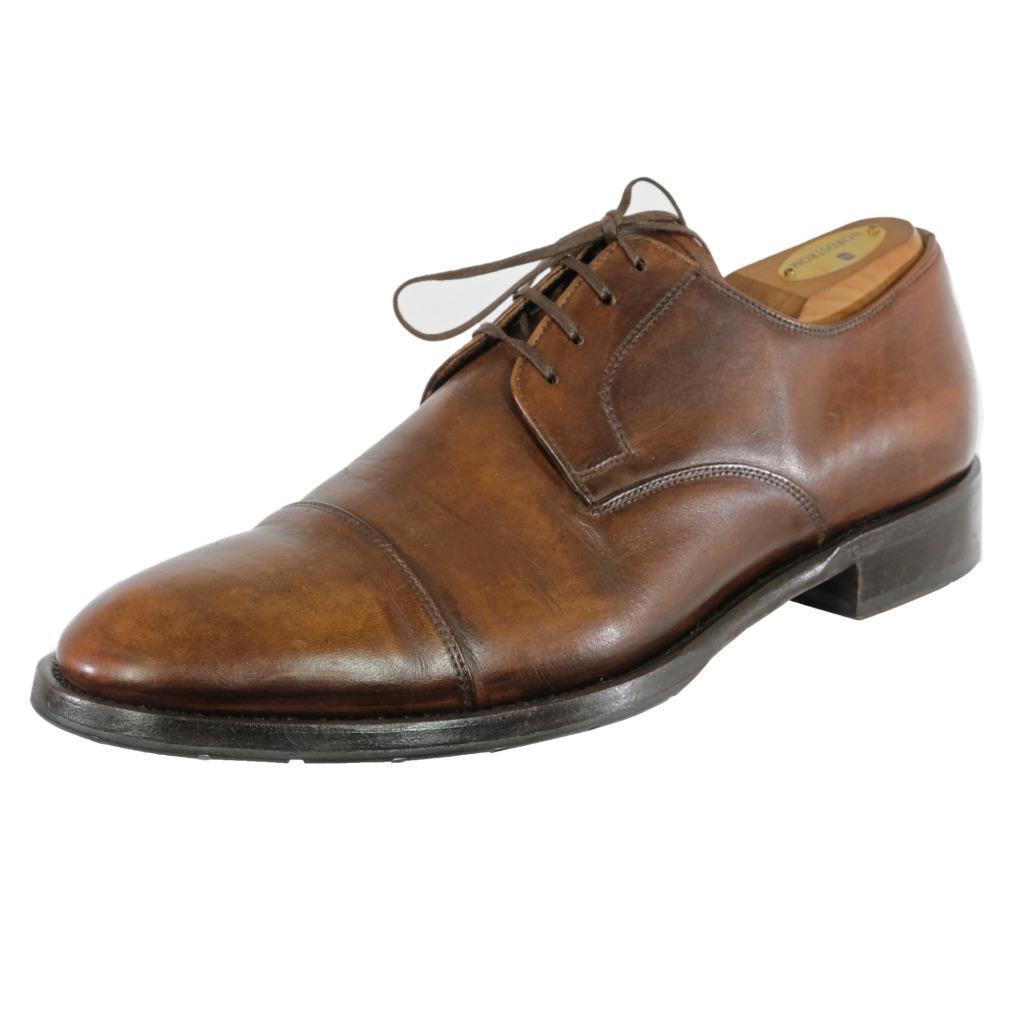 FACONNABLE Oxfords Dress Shoes Sz. 10.5 Captoe Burnished Leather Brown  ITALY | eBay