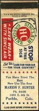 Long ago ~ MARION F. HUNTER ~ had a SINCLAIR GAS STATION in PUEBLO, CO colorado