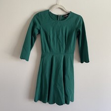 Lulus Women S Dark Green Ponte Scalloped Cumulonimbus Clouds Skater Dress