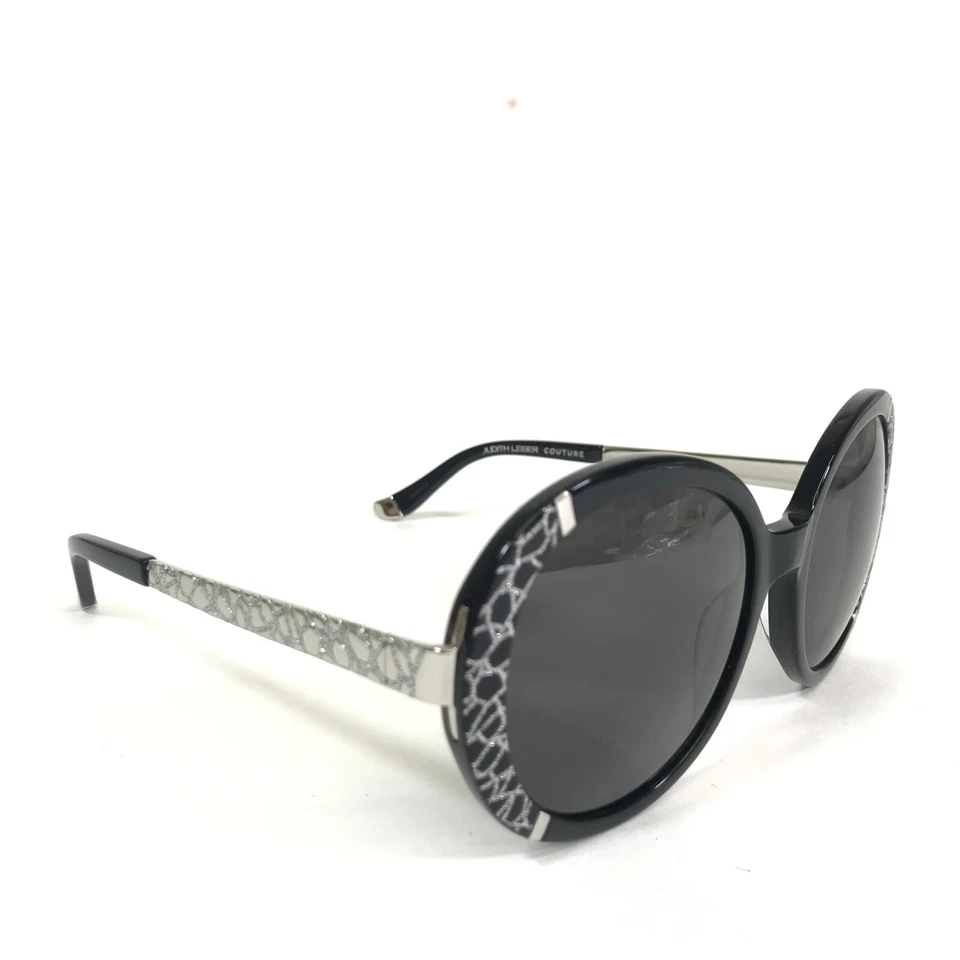 Gafas de sol Judith Leiber Waltz Jet negras plateadas monturas de gran tamaño lentes negras Foto 3 de 4