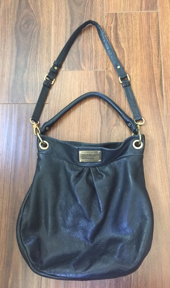Marc Jacobs Black Pebbled Leather Classic Q Hillier Hobo Handbag Gold Hardware - Image 2 of 4