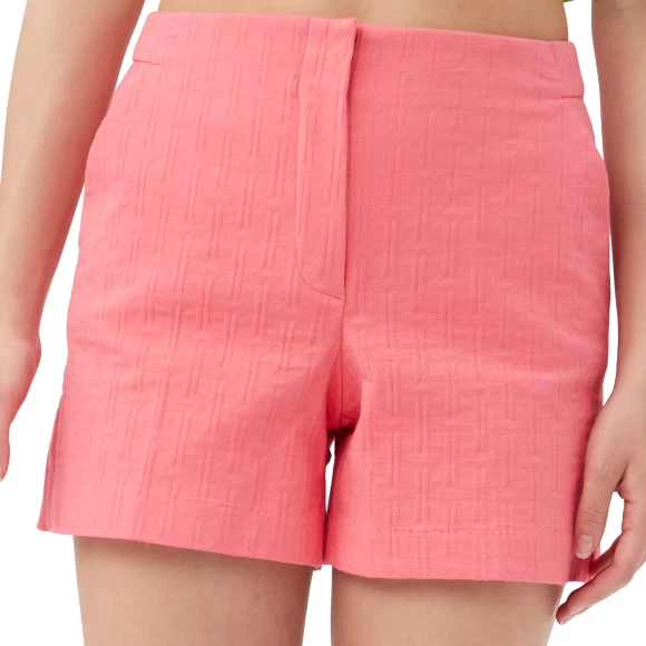 NUEVO CON ETIQUETAS - Pantalones Cortos Trina Turk 'Valera' Algodón Elástico Texturizado, Rosa Positano - Talla 12 Foto 3 de 3