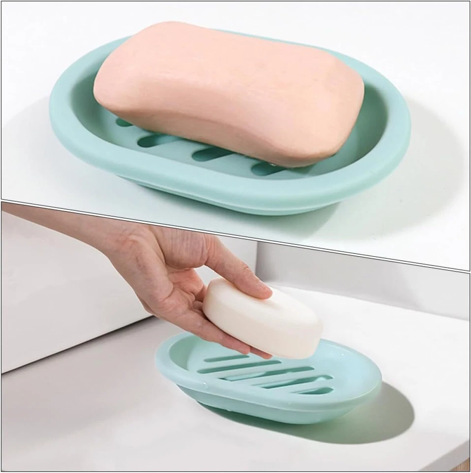  Soap Dishes Holder Self Drain Container Case Bath Shower Basket Storage Box - Image 3 of 4