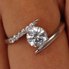 2.12 Ct Simulated Diamond Wedding Engagement Ring 14K Solid White Gold Size 7