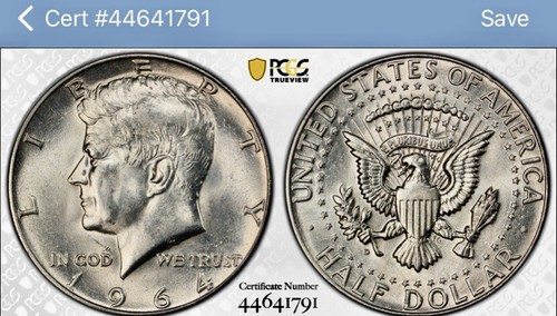 1964-D Kennedy Half Dollar QDO FS-105 PCGS UNC Detail MS Silver Cleaned Quad DO - Picture 4 of 9
