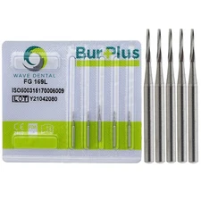 WAVE Dental Carbide Operative Burs FG 169L Taper Fissure Plain Cut Long Head Bur