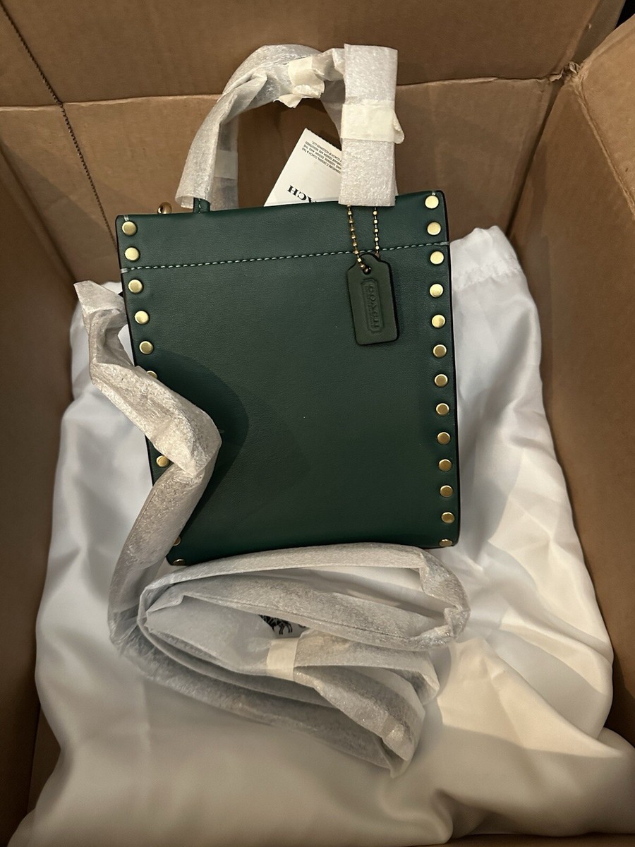 COACH Mini Cashin Tote Crossbody Glovetanned Leather AMAZON GREEN