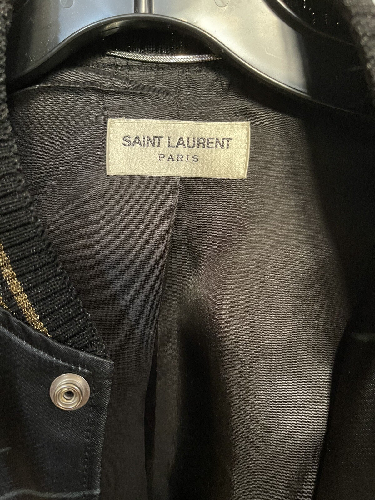 Giacca bomber Saint Laurent autentica zip taglia 46 stampa tigre e aquila usata
