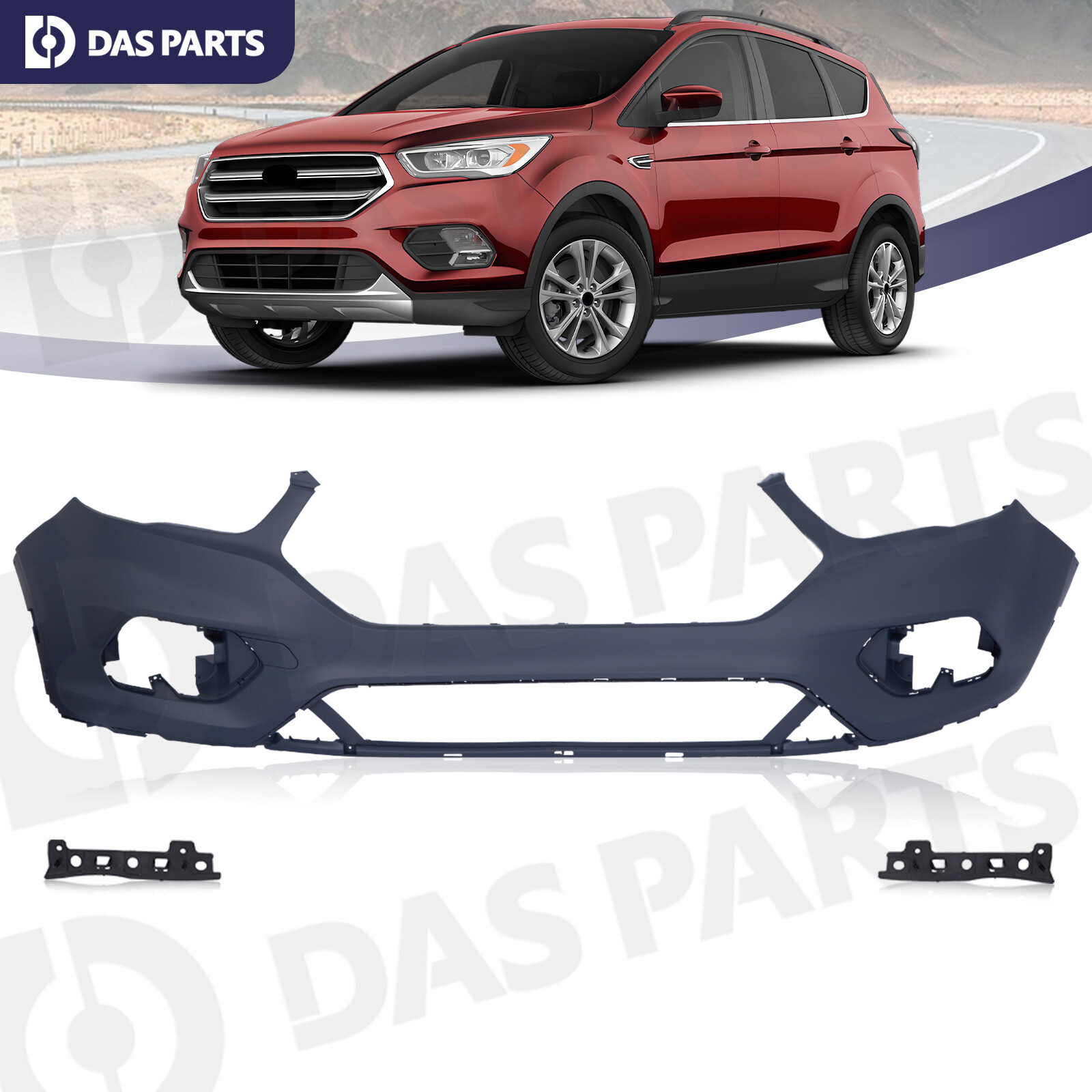 Front Bumper Cover For 2017 2018 2019 Ford Escape New Primed With Brackets
