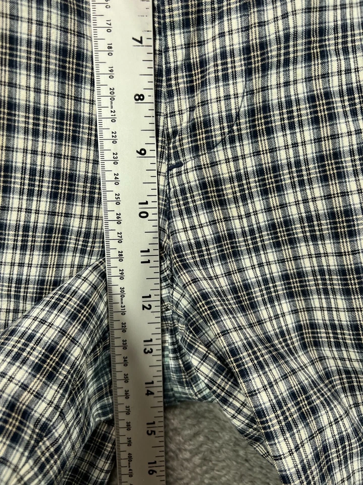 Pantalones Cortos Chinos Vintage Estructura Años 90 Para Hombre 36 Azul Marino Cuadros Algodón Grunge Planos 8" Foto 4 de 4
