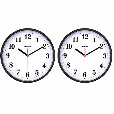 2 Pack Silent Non Ticking Quartz Wall Clock, Battery 10 Inch - BRAND NEW 2 PACK