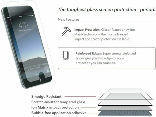 Zagg Invisible Shield Glass+ Screen Protector for iPhone SE 2022/2020/8/7/6s - Picture 4 of 6