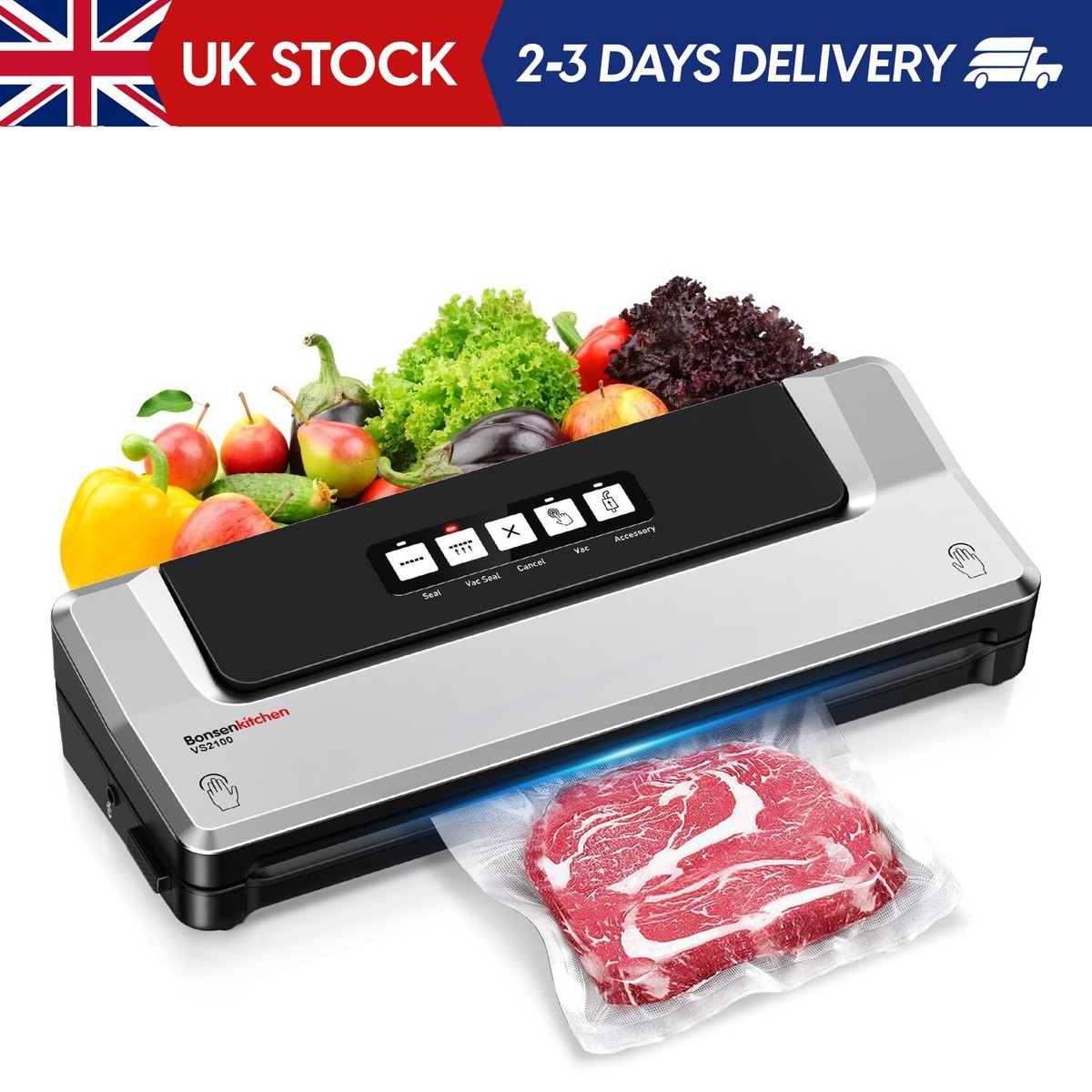 Bonsenkitchen Vacuum Food Sealer Machine for Sous Vide Cooking Dry