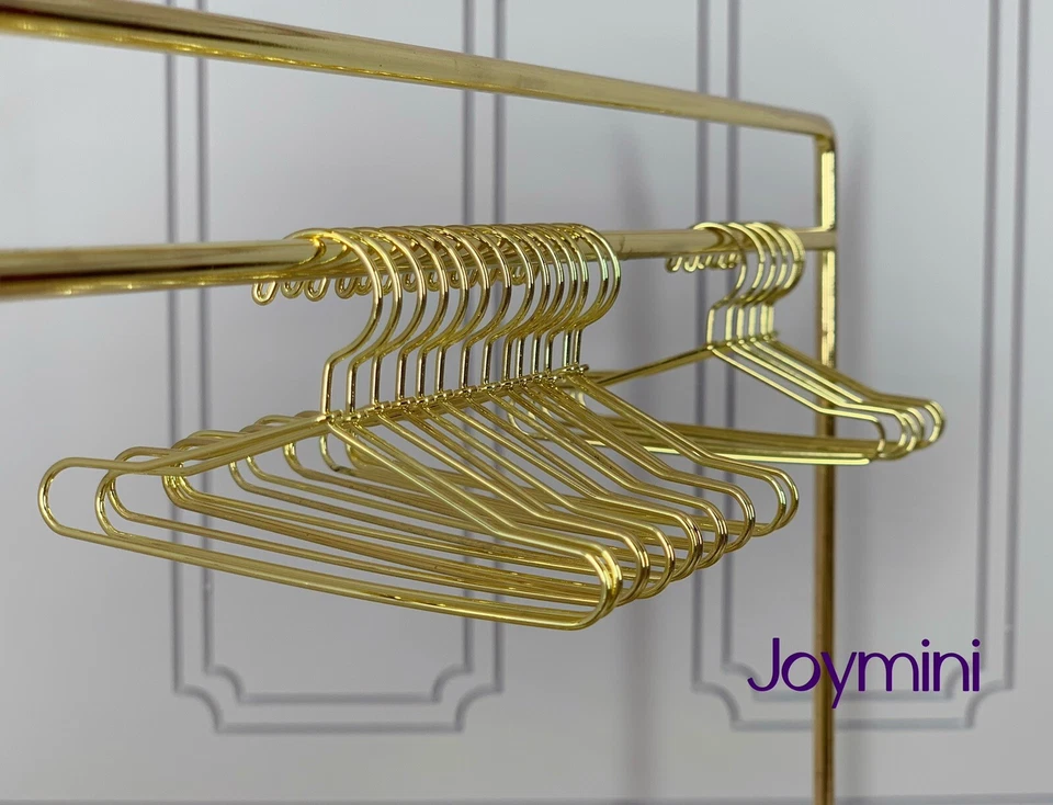 1/6 Dollhouse Golden Metal Stand / 20pcs Clothes Hanger Clothing Rack Furniture - Image 4 of 4