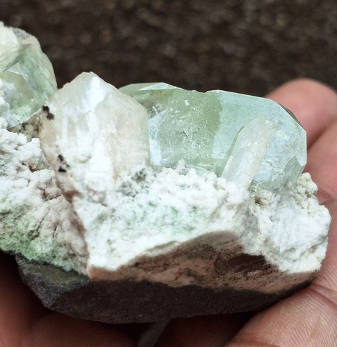 SUPERB GREEN APOPHYLLITE CLUSTERS ON MATRIX BASE # 103 little damage - Picture 6 of 6