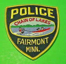FAIRMONT MINNESOTA  MN " CHAIN OF LAKES " 4 1/2" POLICE PATCH   FREE SHIPPING!!!
