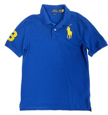 Polo Ralph Lauren Boys Short Sleeve Mesh Shirt Size 14-16 L Big Pony Blue