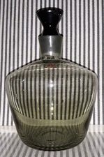 MCM 1950s w/TAG RICHARD SUSSMUTH SMOKE GRAY ART GLASS DECANTER BOTTLE w/ STOPPER