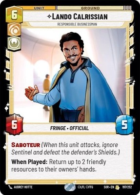 x4 Lando Calrissian - Responsible Businessman R Star Wars Spark of Rebellion M/N