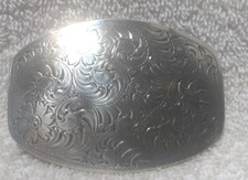 Nocona Silver Flower Filigree Rectangle Western Belt Buckle Great Vintage Shape