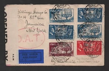 IRELAND 1940 AIR MAIL CENSORED ONWARD AIR TRANSMISSION OAT TO US COVER