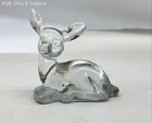 Fenton Clear Art Glass Reclining Deer Fawn Figurine Vintage