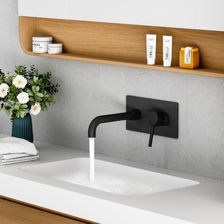 New ROVOGO Matte Black Hot & Cold Bathroom WALL MOUNTED TAP In Original Box A39