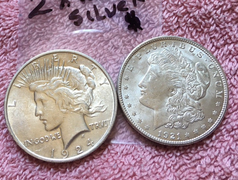 2 X   SILVER DOLLAR COINS.  UNC. +  LOT #  8