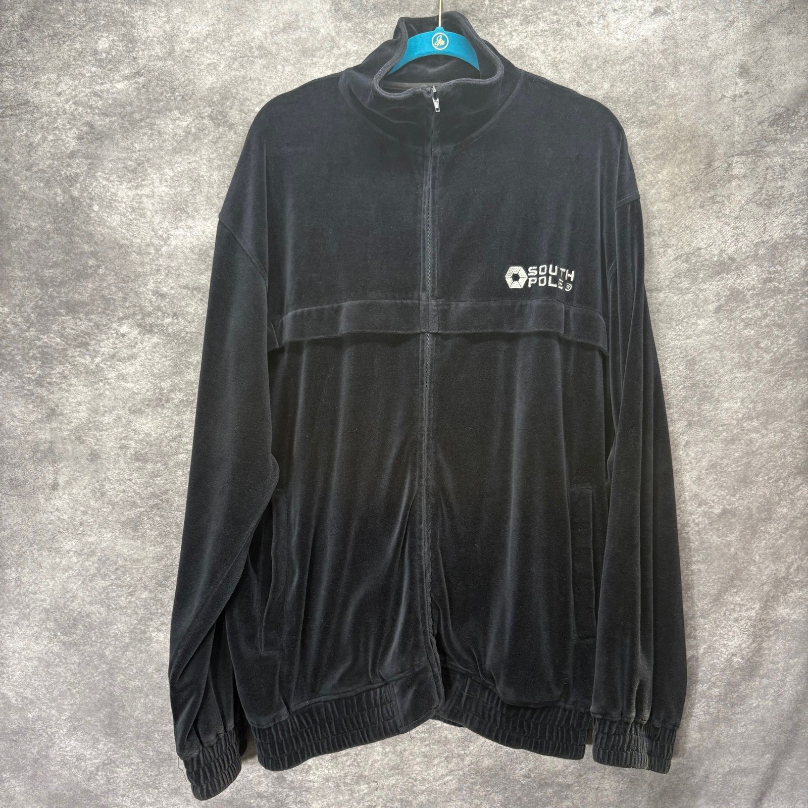 VTG Y2K Southpole Velour Tracksuit Set Black Full Zip Jacket Pants Size M image 2