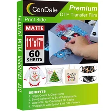 DTF Transfer Film 11"x17" - 60 Sheets Double-Sided Matte DTF Film for Sublima...