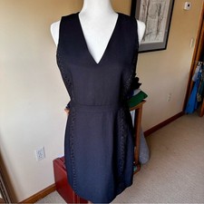 J. Crew Black V-Neck Wool Blend Dress Elevated Staple Classic sz 6/8​